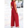 imagePRETTYGARDEN Womens Summer Jumpsuits Dressy Casual One Piece Outfits Sleeveless Mock Neck Wide Leg Pants Rompers with PocketsRed