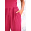 imagePRETTYGARDEN Womens Summer Jumpsuits Dressy Casual One Piece Outfits Sleeveless Mock Neck Wide Leg Pants Rompers with PocketsRose Red