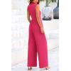 imagePRETTYGARDEN Womens Summer Jumpsuits Dressy Casual One Piece Outfits Sleeveless Mock Neck Wide Leg Pants Rompers with PocketsRose Red