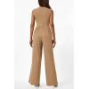 imagePRETTYGARDEN Womens Summer Jumpsuits Dressy Casual One Piece Outfits Sleeveless Mock Neck Wide Leg Pants Rompers with PocketsStyle2camel
