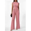 imagePRETTYGARDEN Womens Summer Jumpsuits Dressy Casual One Piece Outfits Sleeveless Mock Neck Wide Leg Pants Rompers with PocketsStyle2dusty Pink