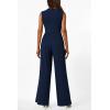 imagePRETTYGARDEN Womens Summer Jumpsuits Dressy Casual One Piece Outfits Sleeveless Mock Neck Wide Leg Pants Rompers with PocketsStyle2navy