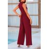 imagePRETTYGARDEN Womens Summer Jumpsuits Dressy Casual One Piece Outfits Sleeveless Mock Neck Wide Leg Pants Rompers with PocketsWine Red