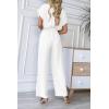 imagePRETTYGARDEN Womens Summer One Piece Jumpsuits Belted Short Sleeve Wrap V Neck Fashion Dressy Casual Wide Leg Pants RomperWhite