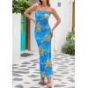 imagePRETTYGARDEN Womens Summer Printed Tube Maxi Dress Strapless Bodycon Sleeveless Night Out Long DressesFloral Light Blue