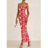 imagePRETTYGARDEN Womens Summer Printed Tube Maxi Dress Strapless Bodycon Sleeveless Night Out Long DressesFloral Red Yellow