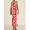 imagePRETTYGARDEN Womens Summer Printed Tube Maxi Dress Strapless Bodycon Sleeveless Night Out Long DressesFloral Red Yellow