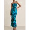 imagePRETTYGARDEN Womens Summer Printed Tube Maxi Dress Strapless Bodycon Sleeveless Night Out Long DressesLake Blue Floral