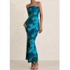 imagePRETTYGARDEN Womens Summer Printed Tube Maxi Dress Strapless Bodycon Sleeveless Night Out Long DressesLake Blue Floral