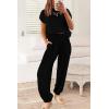 imagePRETTYGARDEN Womens Two Piece Outfits Sweater Sets Knit Pullover Tops And High Waisted Pants Matching Tracksuit Sweatsuit SetBlack