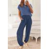 imagePRETTYGARDEN Womens Two Piece Outfits Sweater Sets Knit Pullover Tops And High Waisted Pants Matching Tracksuit Sweatsuit SetDark Blue