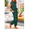 imagePRETTYGARDEN Womens Two Piece Outfits Sweater Sets Knit Pullover Tops And High Waisted Pants Matching Tracksuit Sweatsuit SetDark Green