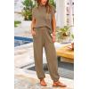 imagePRETTYGARDEN Womens Two Piece Outfits Sweater Sets Knit Pullover Tops And High Waisted Pants Matching Tracksuit Sweatsuit SetKhaki