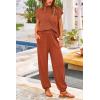 imagePRETTYGARDEN Womens Two Piece Outfits Sweater Sets Knit Pullover Tops And High Waisted Pants Matching Tracksuit Sweatsuit SetRust Red