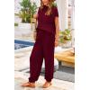 imagePRETTYGARDEN Womens Two Piece Outfits Sweater Sets Knit Pullover Tops And High Waisted Pants Matching Tracksuit Sweatsuit SetWine Red