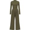 imagePRETTYGARDEN Jumpsuits For Women Dressy Fall Fashion Clothing 2025 Long Sleeve Mock Neck Date Night Rompers Business OutfitsArmy Green