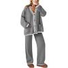 imagePRETTYGARDEN Lounge Sets for Women Fall 2025 Loungewear 2 Piece Outfits Cardigan Sweaters Track Suit Matching Winter ClothingGrey