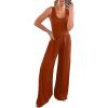 imagePRETTYGARDEN One Piece Jumpsuits 2025 Spring Sleeveless Tank Wide Leg Summer Casual Travel Airport Outfits Pants RompersOrange Red