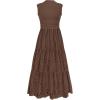 imagePRETTYGARDEN Summer Dresses for Women 2025 Casual Eyelet Sleeveless Wedding Guest Maxi Dress Tank Top Sundress with PocketsBrown