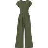 imagePRETTYGARDEN Summer Jumpsuits for Women Dressy 2025 Ribbed Cap Sleeve Wide Leg Pants Rompers Elegant Casual One Piece OutfitsArmy Green