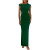 imagePRETTYGARDEN Womens 2025 Summer Formal Maxi Dresses Sleeveless One Shoulder Bodycon Ruched Mesh Wedding Guest Cocktail DressDark Green