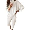 imagePRETTYGARDEN Womens Fall 2 Piece Lounge Set Long Sleeve Tops Ribbed Pants Spring Matching Sweatsuit Travel Outfits ClothesWhite