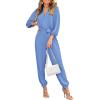 imagePRETTYGARDEN Womens Fall Jumpsuits Dressy Casual Pants Romper Spring Long Sleeve V Neck Belt Pockets One Piece OutfitsSky Blue