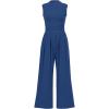 imagePRETTYGARDEN Womens Summer Jumpsuits Dressy Casual One Piece Outfits Sleeveless Mock Neck Wide Leg Pants Rompers with PocketsDark Blue