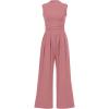 imagePRETTYGARDEN Womens Summer Jumpsuits Dressy Casual One Piece Outfits Sleeveless Mock Neck Wide Leg Pants Rompers with PocketsDusty Pink