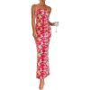 imagePRETTYGARDEN Womens Summer Printed Tube Maxi Dress Strapless Bodycon Sleeveless Night Out Long DressesFloral Red Yellow