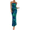 imagePRETTYGARDEN Womens Summer Printed Tube Maxi Dress Strapless Bodycon Sleeveless Night Out Long DressesGreen Floral