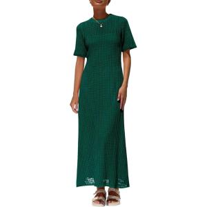 imagePRETTYGARDEN Womens Eyelet Cover Up Dress 2025 Summer Vacation Resort Maxi Dresses Beach Short Sleeve Hollow Out SundressGreen