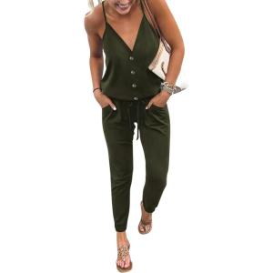 imagePRETTYGARDEN Womens Summer Casual One Piece Jumpsuits Spaghetti Strap Pants Romper 2025 Spring Vacation Resort OutfitsZarmy Green