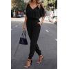 imagePRETTYGARDEN Jumpsuit for Women Casual Wrap V Neck Cold Shoulder One Piece Outfits Pants Romper BlackLarge