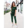 imagePRETTYGARDEN Jumpsuits for Women 2025 Dressy Casual Off Shoulder Romper Outfits Spring Vacation Travel Summer Lounge ClothesDark Green