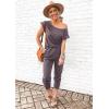 imagePRETTYGARDEN Jumpsuits for Women 2025 Dressy Casual Off Shoulder Romper Outfits Spring Vacation Travel Summer Lounge ClothesGrey