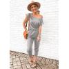 imagePRETTYGARDEN Jumpsuits for Women 2025 Dressy Casual Off Shoulder Romper Outfits Spring Vacation Travel Summer Lounge ClothesLight Grey