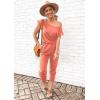 imagePRETTYGARDEN Jumpsuits for Women 2025 Dressy Casual Off Shoulder Romper Outfits Spring Vacation Travel Summer Lounge ClothesPink