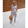 imagePRETTYGARDEN Jumpsuits for Women 2025 Dressy Casual Off Shoulder Romper Outfits Spring Vacation Travel Summer Lounge ClothesTie Dyegrey