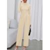 imagePRETTYGARDEN Long Sleeve Jumpsuit for Women 2025 Fall Date Night Rompers Dressy Casual One Piece Mock Neck Jumpsuits PocketsBeige