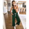 imagePRETTYGARDEN One Piece Jumpsuits for Women 2025 Summer Casual Drawstring Sleeveless Tank Romper Beach Vacation OutfitsZdark Green