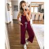 imagePRETTYGARDEN One Piece Jumpsuits for Women 2025 Summer Casual Drawstring Sleeveless Tank Romper Beach Vacation OutfitsZwine Red