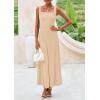 imagePRETTYGARDEN Skirt Sets Women 2 Piece Outfits 2025 Summer Casual Knit Tank Tops Flowy Midi Skirts Matching Vacation ClothesBeige