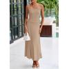 imagePRETTYGARDEN Skirt Sets Women 2 Piece Outfits 2025 Summer Casual Knit Tank Tops Flowy Midi Skirts Matching Vacation ClothesKhaki