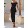 imagePRETTYGARDEN Summer Dresses for Women 2025 Formal Off The Shoulder Midi Bodycon Ribbed Knit Spring Wedding Guest DressBlack
