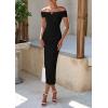 imagePRETTYGARDEN Summer Dresses for Women 2025 Formal Off The Shoulder Midi Bodycon Ribbed Knit Spring Wedding Guest DressBlack