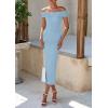 imagePRETTYGARDEN Summer Dresses for Women 2025 Formal Off The Shoulder Midi Bodycon Ribbed Knit Spring Wedding Guest DressLight Blue