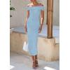 imagePRETTYGARDEN Summer Dresses for Women 2025 Formal Off The Shoulder Midi Bodycon Ribbed Knit Spring Wedding Guest DressLight Blue