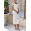 imagePRETTYGARDEN Summer Dresses for Women 2025 Formal Off The Shoulder Midi Bodycon Ribbed Knit Spring Wedding Guest DressWhite