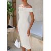 imagePRETTYGARDEN Summer Dresses for Women 2025 Formal Off The Shoulder Midi Bodycon Ribbed Knit Spring Wedding Guest DressWhite